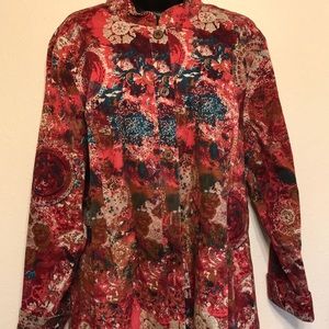 CJ Banks Maroon Floral Lightweight Cotton Jacket
